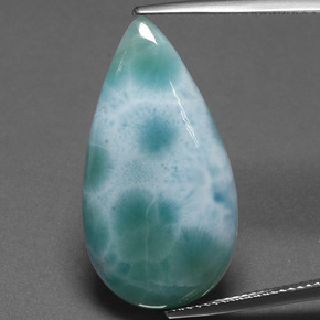 Larimar verde natural 12,25ct, formato de pêra, opaco