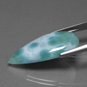 Larimar verde natural 12,25ct, formato de pêra, opaco