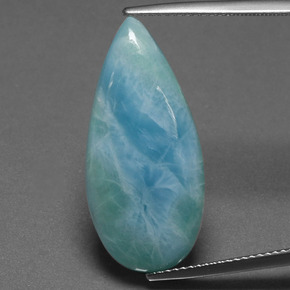 Larimar Azul verde Natural 12.12ct, Formato de pêra, Opaco