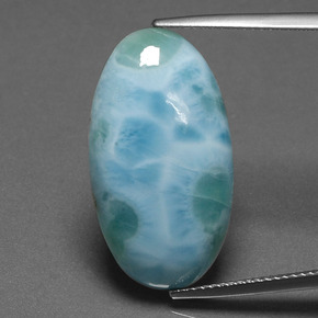 Larimar azul natural 13,60ct, corte oval, opaco