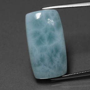 Larimar azul natural 10,90ct, almofada cortada, opaco