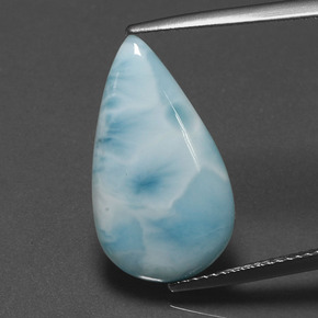 Larimar Azul esverdeado Natural 6.81ct, Formato de pêra, Opaco