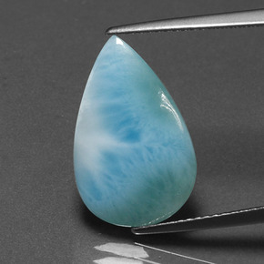 Larimar Azul esverdeado Natural 5.33ct, Formato de pêra, Opaco