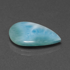 Larimar Azul esverdeado Natural 5.33ct, Formato de pêra, Opaco