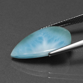 Larimar Azul esverdeado Natural 5.33ct, Formato de pêra, Opaco