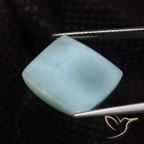 Larimar Azul Esverdeado Claro Natural 11.20ct, Quadrado, Opaco