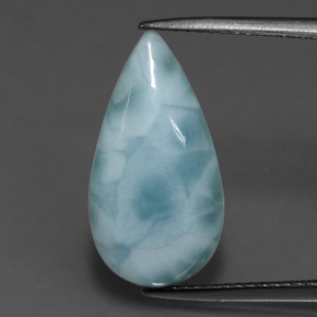 Larimar verde natural 4,78ct, formato de pêra, opaco