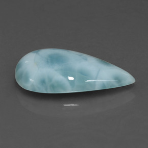 Larimar verde natural 4,78ct, formato de pêra, opaco