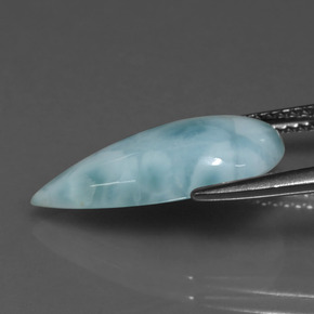 Larimar verde natural 4,78ct, formato de pêra, opaco