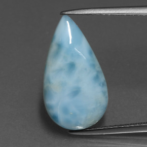 Larimar azul natural 5,71ct, formato de pêra, opaco