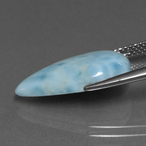 Larimar azul natural 5,71ct, formato de pêra, opaco