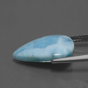 Larimar Azul esverdeado Natural 5.60ct, Formato de pêra, Opaco