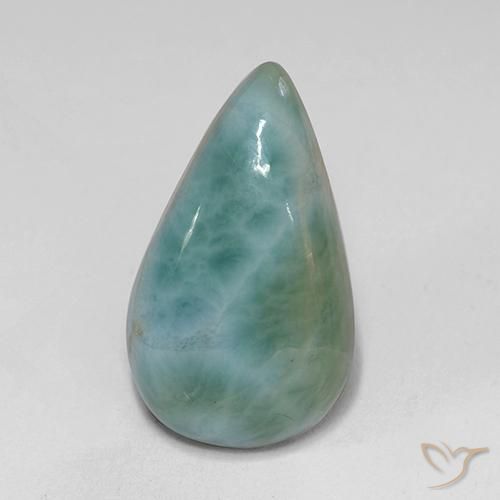 5.53ct Natural Azul claro verde Larimar, Formato de pêra, Opaco