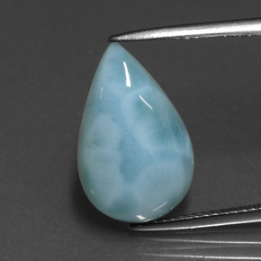 Larimar azul natural 5,15ct, formato de pêra, opaco