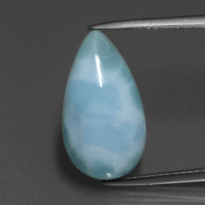 Larimar Azul esverdeado Natural 6.87ct, Formato de pêra, Opaco