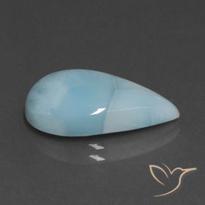 Larimar Azul Esverdeado Claro Natural 6.64ct, Formato de pêra, Opaco
