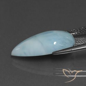 Larimar Azul Esverdeado Claro Natural 6.64ct, Formato de pêra, Opaco
