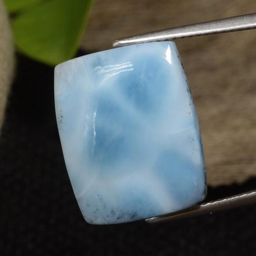 Larimar azul natural 9,76ct, baguete, opaco