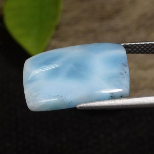 Larimar azul natural 9,76ct, baguete, opaco