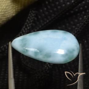 Larimar Azul claro verde Natural 8.74ct, Formato de pêra, Opaco
