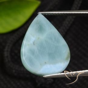 Larimar Azul claro verde Natural 12.03ct, Formato de pêra, Opaco