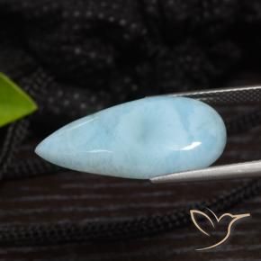 Larimar Azul claro Natural 9.34ct, Formato de pêra, Opaco