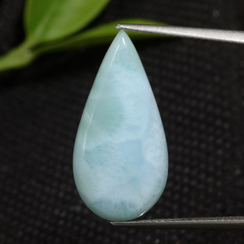 Larimar azul natural 7,68ct, formato de pêra, opaco