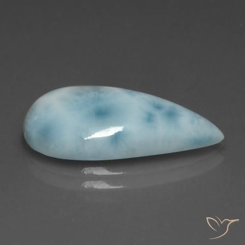 Larimar Bebê azul Natural 5.92ct, Formato de pêra, Opaco