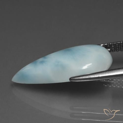 Larimar Bebê azul Natural 5.92ct, Formato de pêra, Opaco