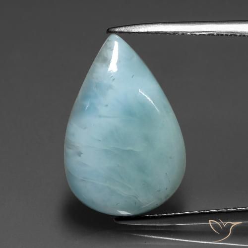 Larimar espuma do mar azul natural 5,96ct, formato de pêra, opaco