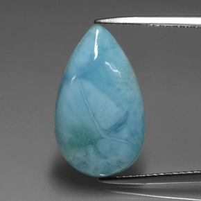 Larimar verde-azul natural 6,38ct, formato de pêra, opaco