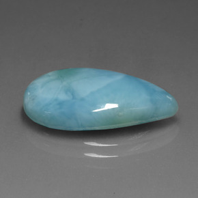 Larimar verde-azul natural 6,38ct, formato de pêra, opaco
