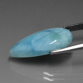 Larimar verde-azul natural 6,38ct, formato de pêra, opaco