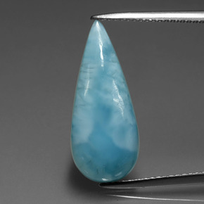 Larimar Azul esverdeado Natural 5.56ct, Formato de pêra, Opaco
