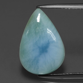 Larimar verde-azul natural 4,16ct, formato de pêra, opaco