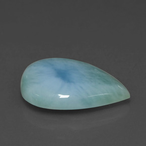 Larimar verde-azul natural 4,16ct, formato de pêra, opaco