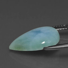 Larimar verde-azul natural 4,16ct, formato de pêra, opaco