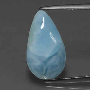 Larimar azul natural 4,39ct, formato de pêra, opaco