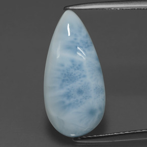 Larimar verde natural 4,56ct, formato de pêra, opaco