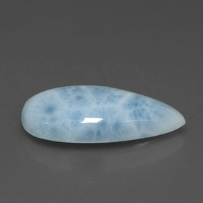 Larimar verde natural 4,56ct, formato de pêra, opaco