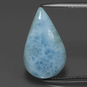Larimar azul natural 4,72ct, formato de pêra, opaco