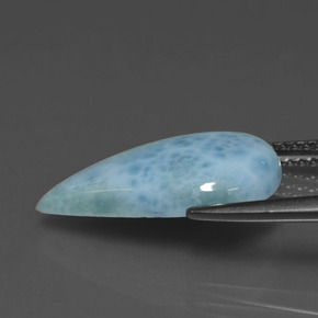 Larimar azul natural 4,72ct, formato de pêra, opaco