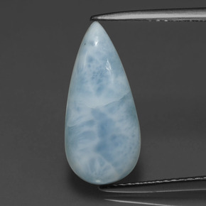 Larimar azul natural 3,48ct, formato de pêra, opaco