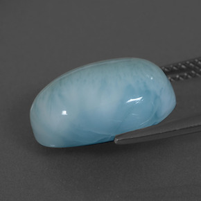 Larimar azul natural 7,33ct, corte oval, opaco