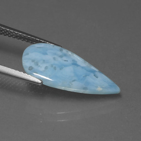 Larimar azul natural 3,02ct, formato de pêra, opaco