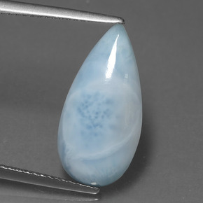 Larimar azul natural 4,51ct, formato de pêra, opaco