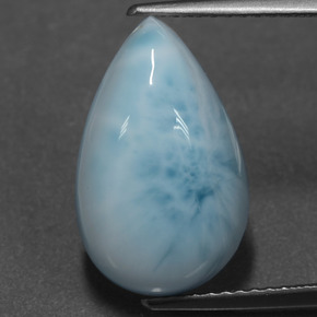 Larimar azul natural 6,58ct, formato de pêra, opaco