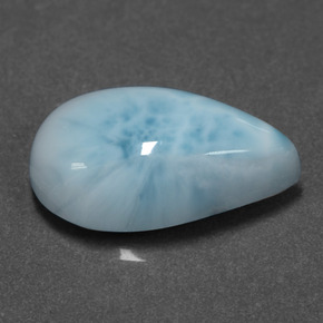 Larimar azul natural 6,58ct, formato de pêra, opaco