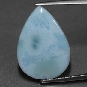 Larimar azul natural 6,90ct, formato de pêra, opaco
