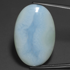 Larimar azul natural 28,88ct, corte oval, opaco